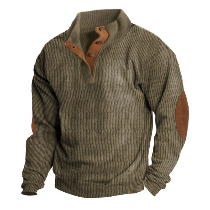 LARZO | MEN'S RIBBEB BUTTON UP SWEATER