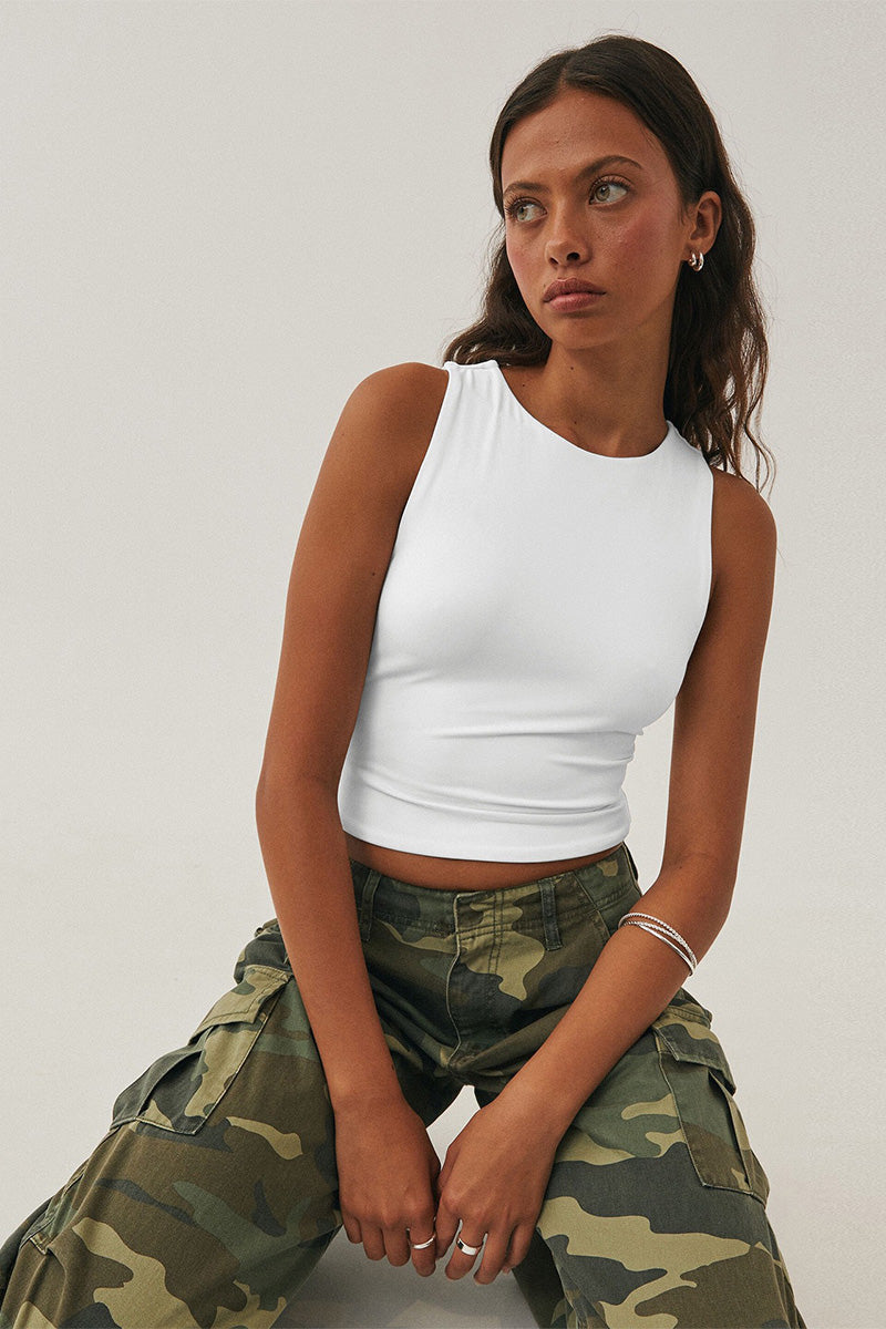 Round Neck Cropped Tank Top