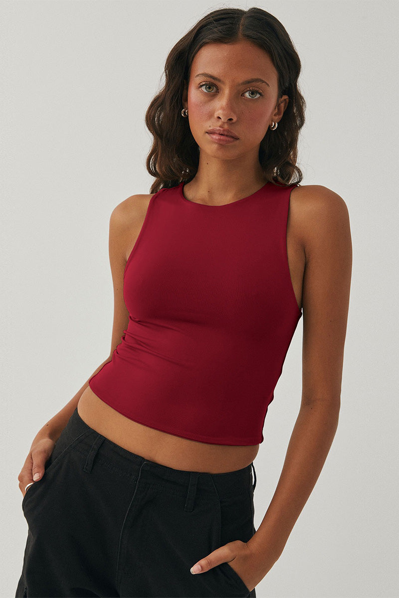 Round Neck Cropped Tank Top