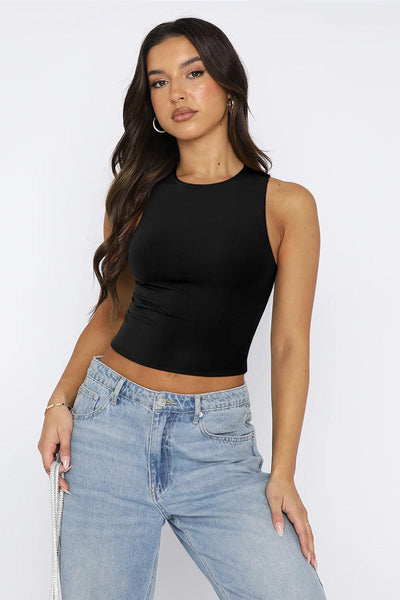 Round Neck Cropped Tank Top