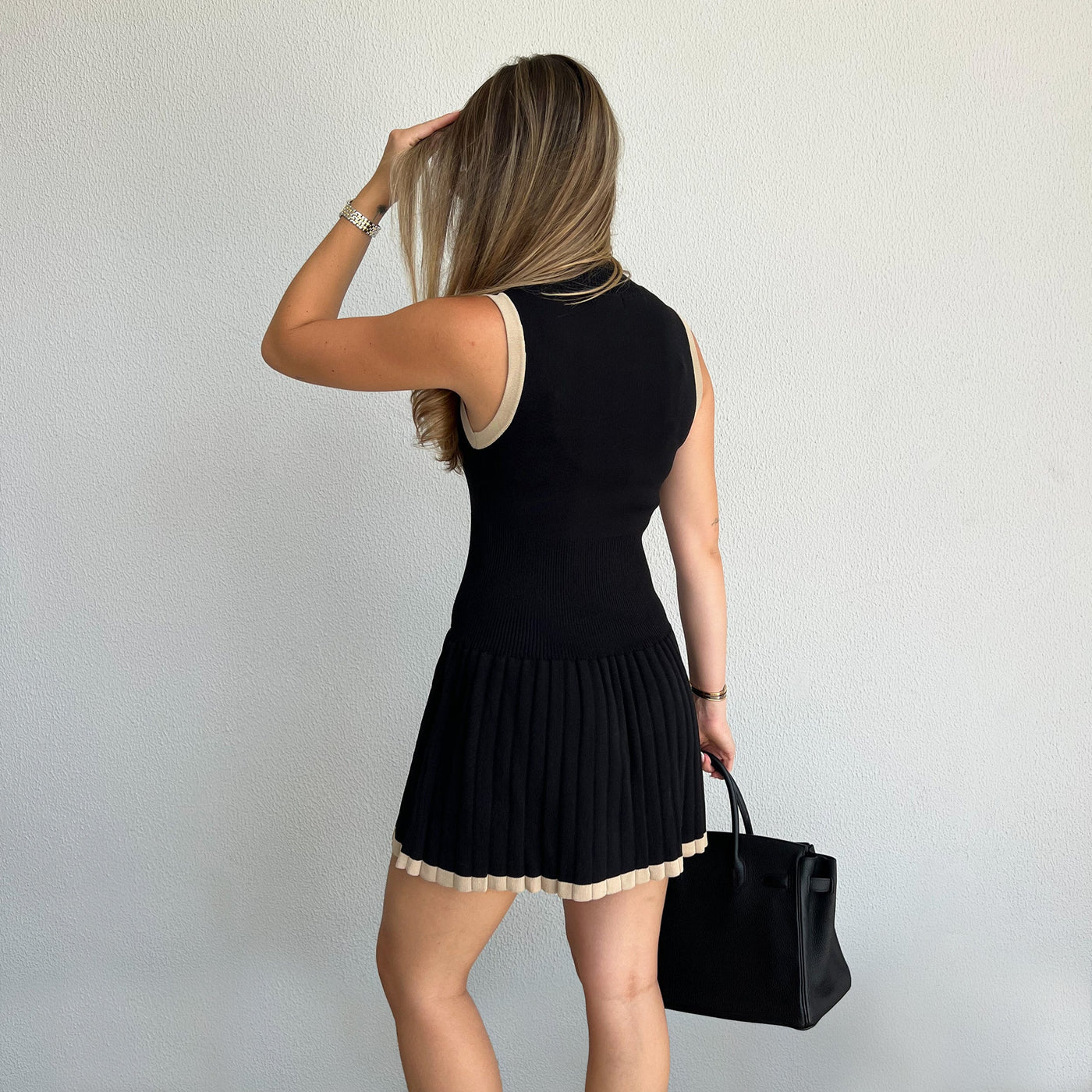 Juliana | Knitted Pleated High-Neck Dress