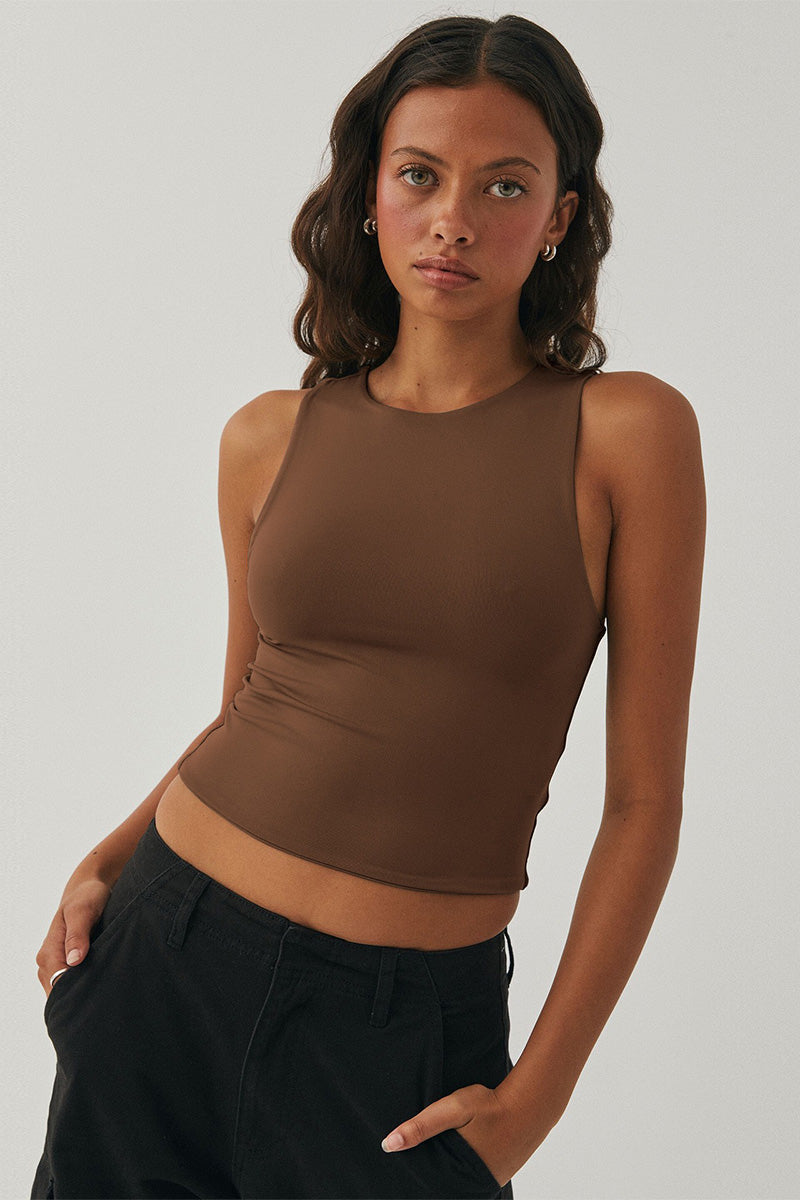 Round Neck Cropped Tank Top