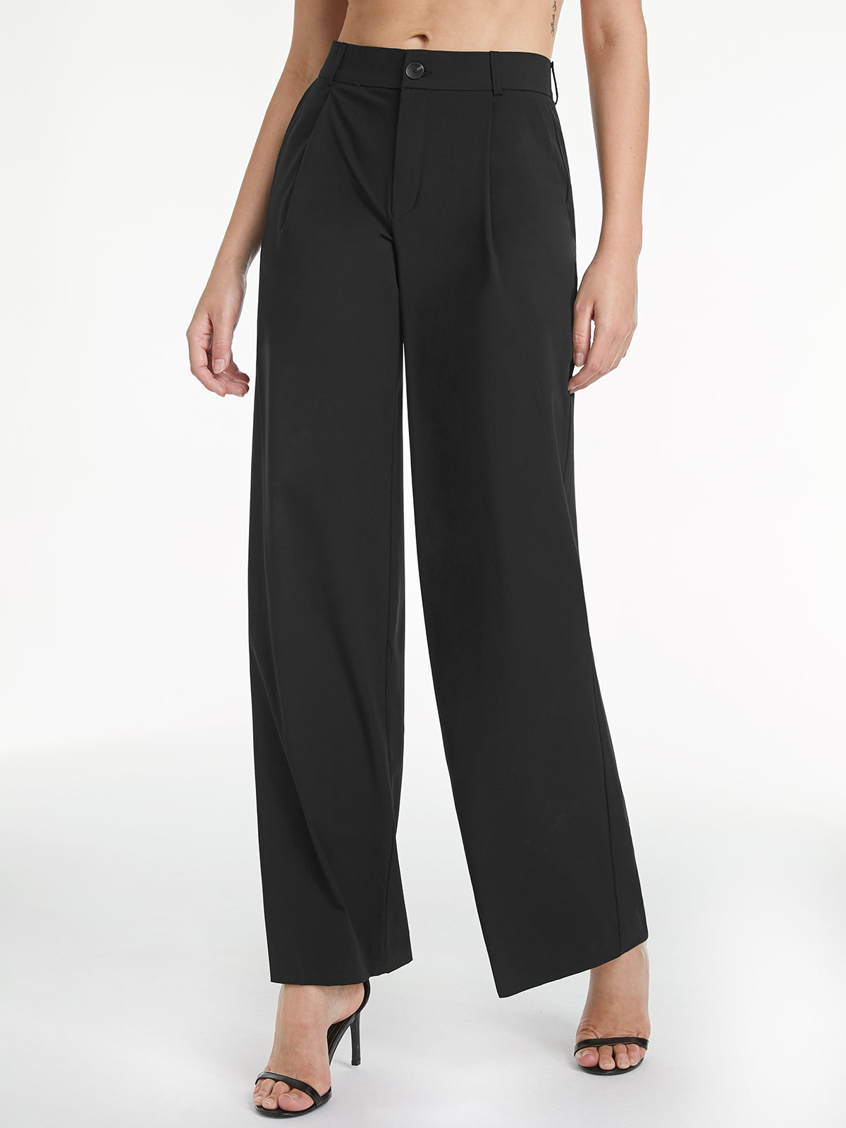 VIOLETTA - High Waisted Relaxed Straight Leg Dress Pants