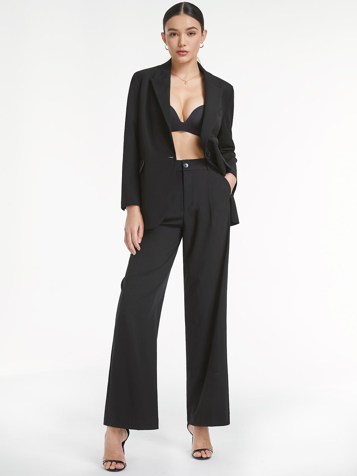 VIOLETTA - High Waisted Relaxed Straight Leg Dress Pants