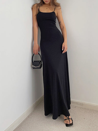 ANTONELLA - Solid Flowy Strap Long Dress