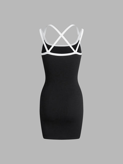 VALENTINA - Back Cross Bodycon Short Dress