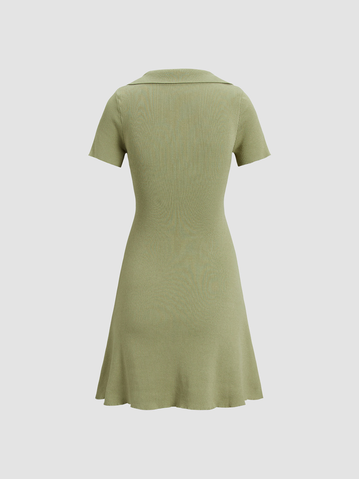 MEGHAN - Collared Ribbed Square Neck Short Dress