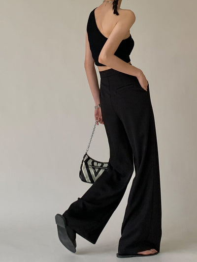 NICOLE - Tie Waist Flowy Wide Leg Dress Pants