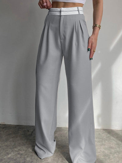 POLINA - Highway Reverse Waistband Wide Leg Dress Pants