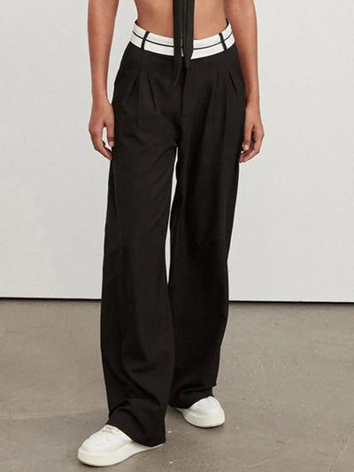 POLINA - Highway Reverse Waistband Wide Leg Dress Pants