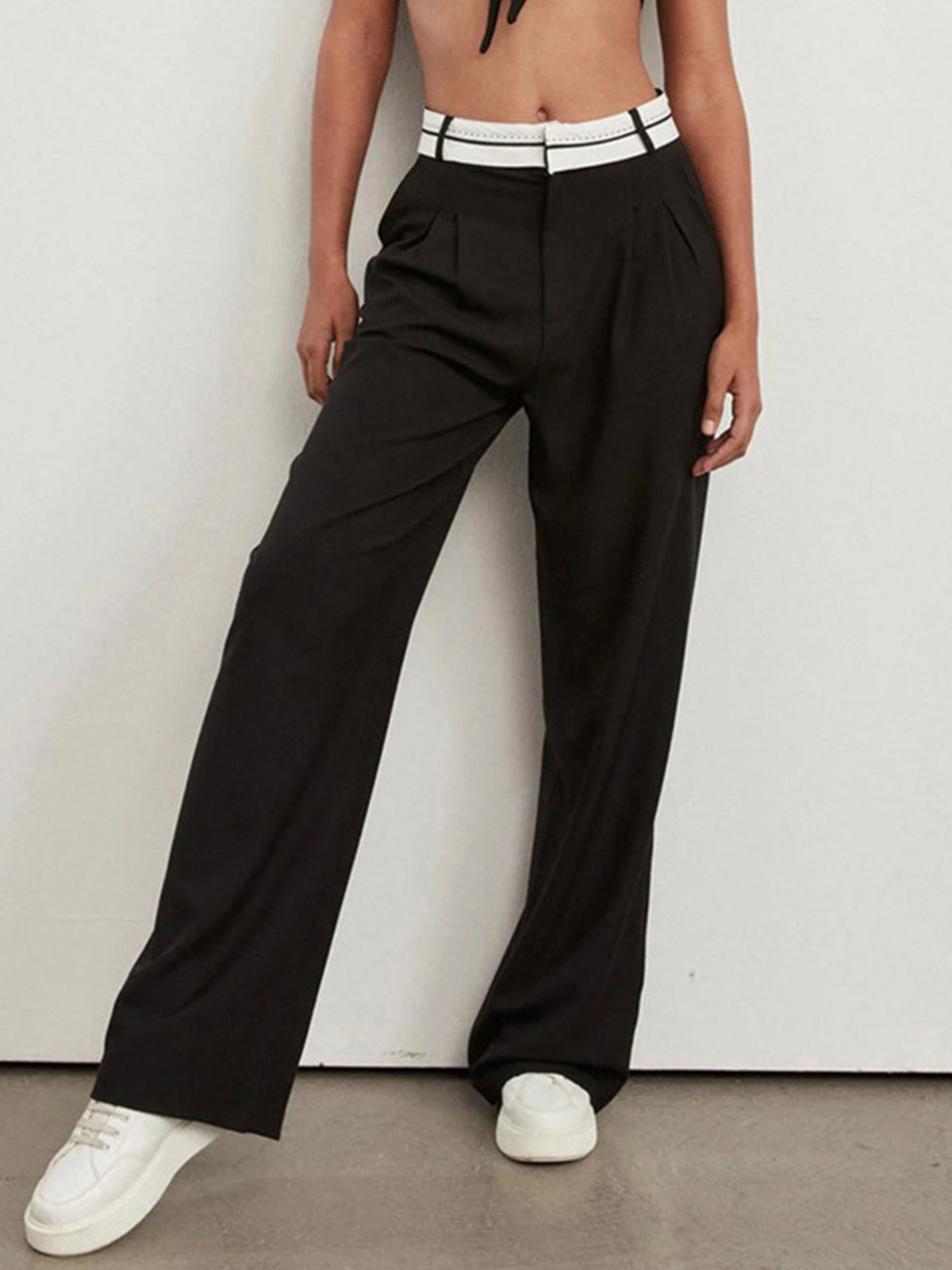 POLINA - Highway Reverse Waistband Wide Leg Dress Pants