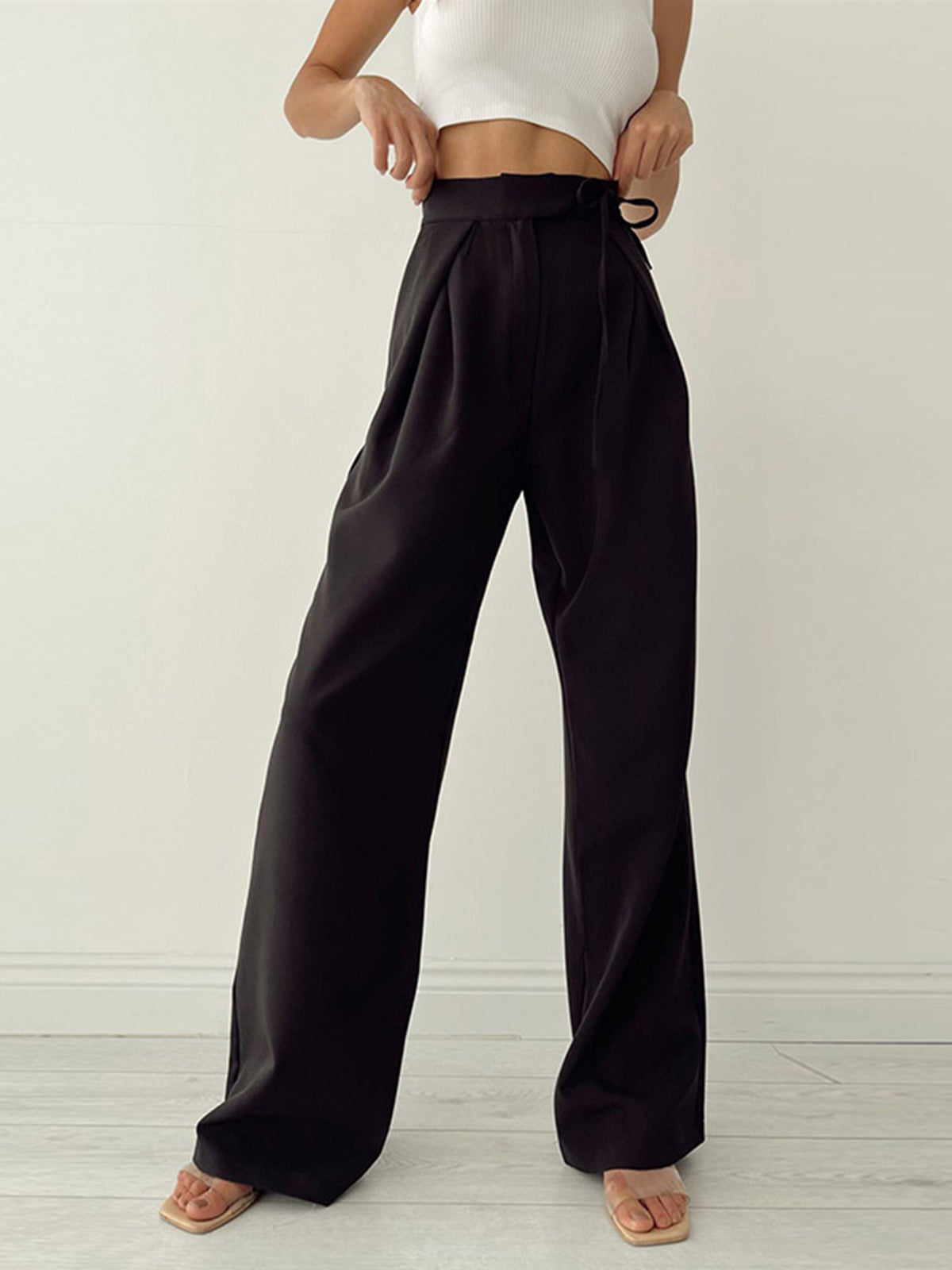 Chiara - Palazzo Tied Wide Leg Dress Pants