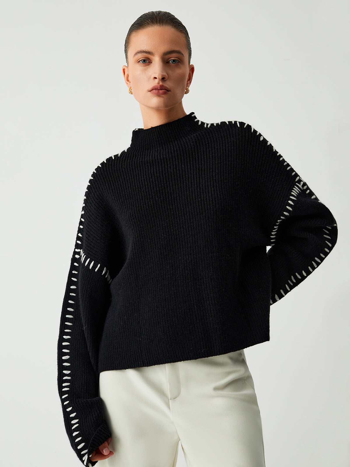 Kate | Contrast Stitch Sweater