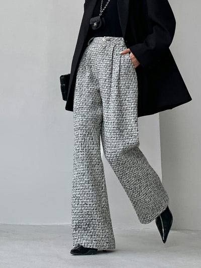 SANDRA - Tweed Wide Leg Dress Pants