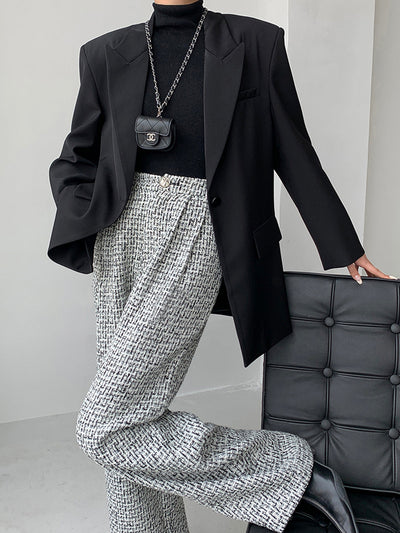 SANDRA - Tweed Wide Leg Dress Pants