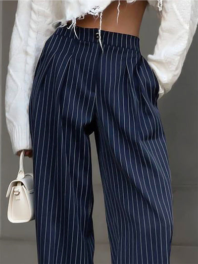 Xenia - Pinstripe Pleated Wide Leg Dress Pants