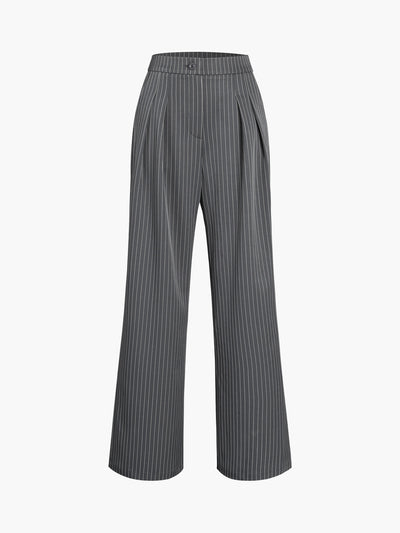 Xenia - Pinstripe Pleated Wide Leg Dress Pants