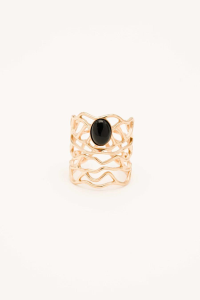 Black Onyx Openwork Ring