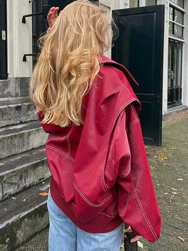 Cecilia | Elegant Wine Red Jacket