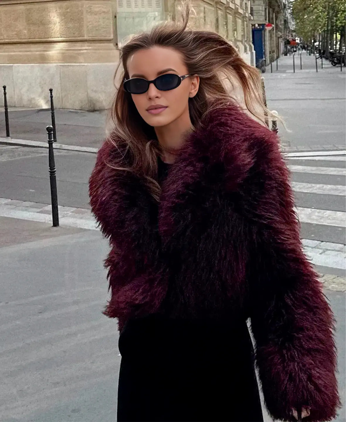 Samantha | Burgundy Fur Coat