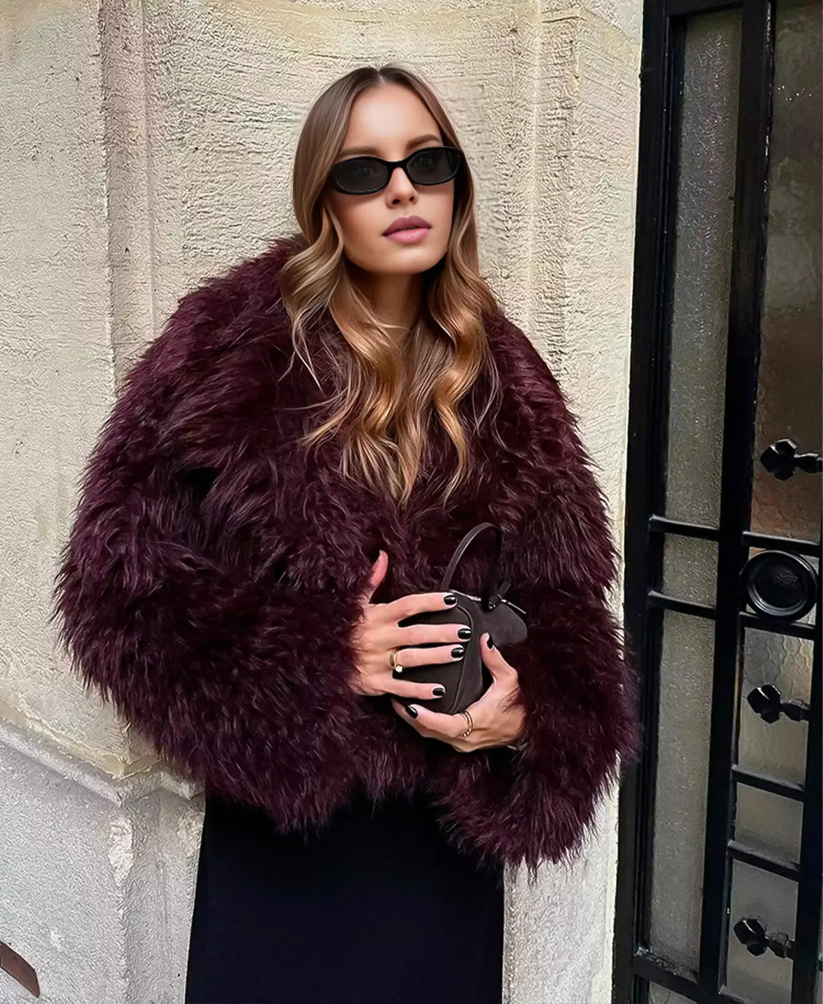 Samantha | Burgundy Fur Coat