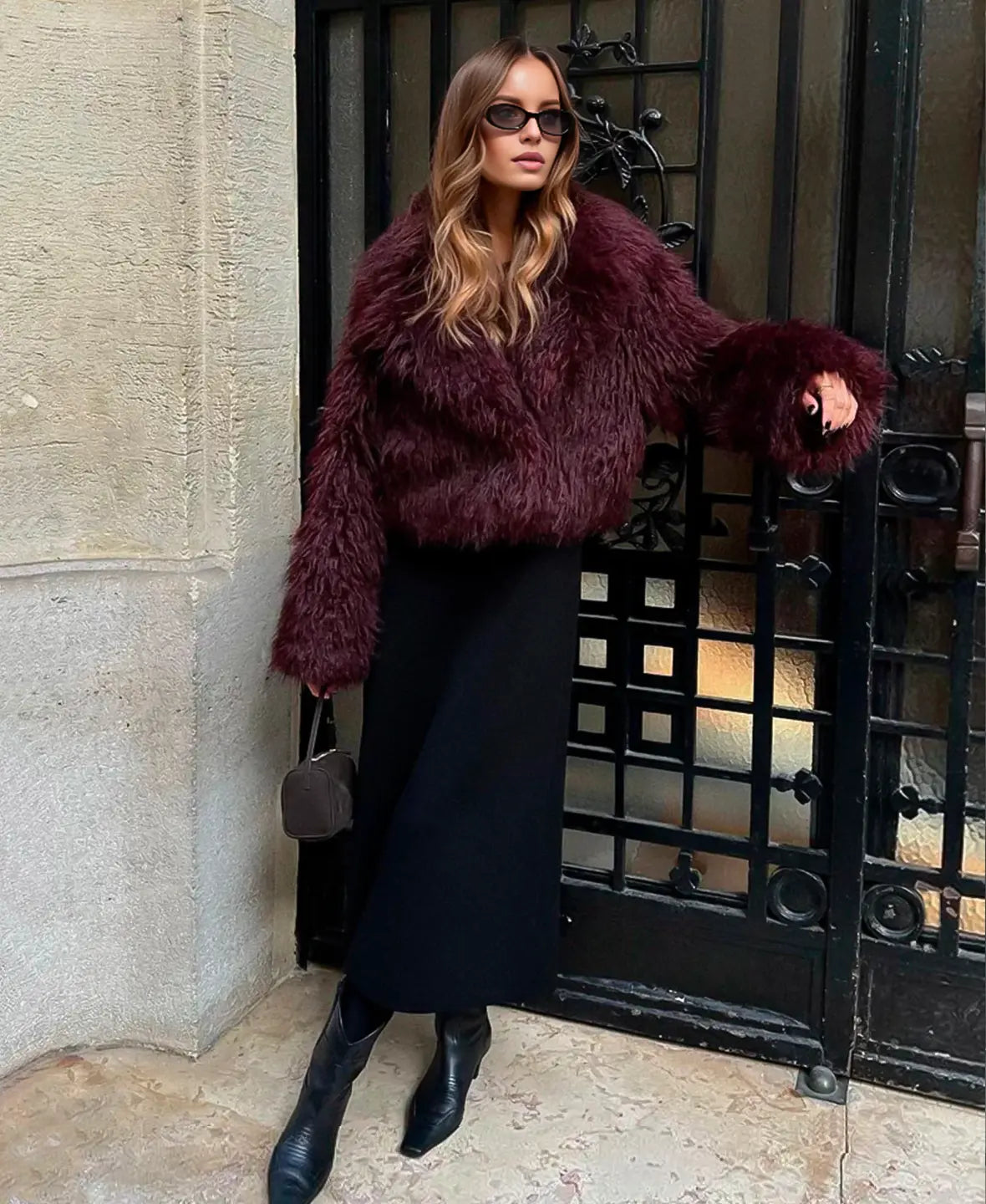 Samantha | Burgundy Fur Coat