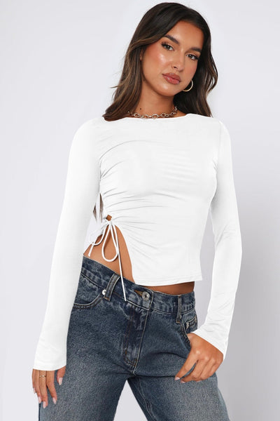 Drawstring Side Split Top