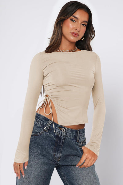 Drawstring Side Split Top