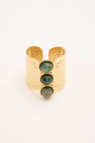 Green Jasper Wavy Ring