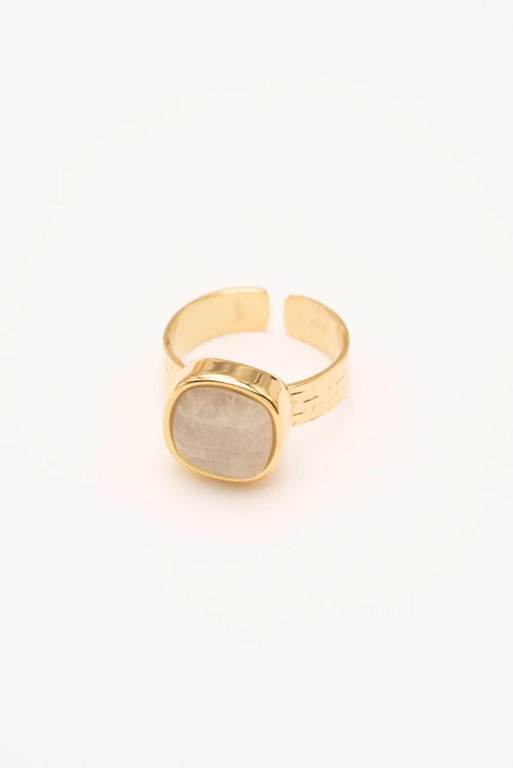 White Agate Square Ring