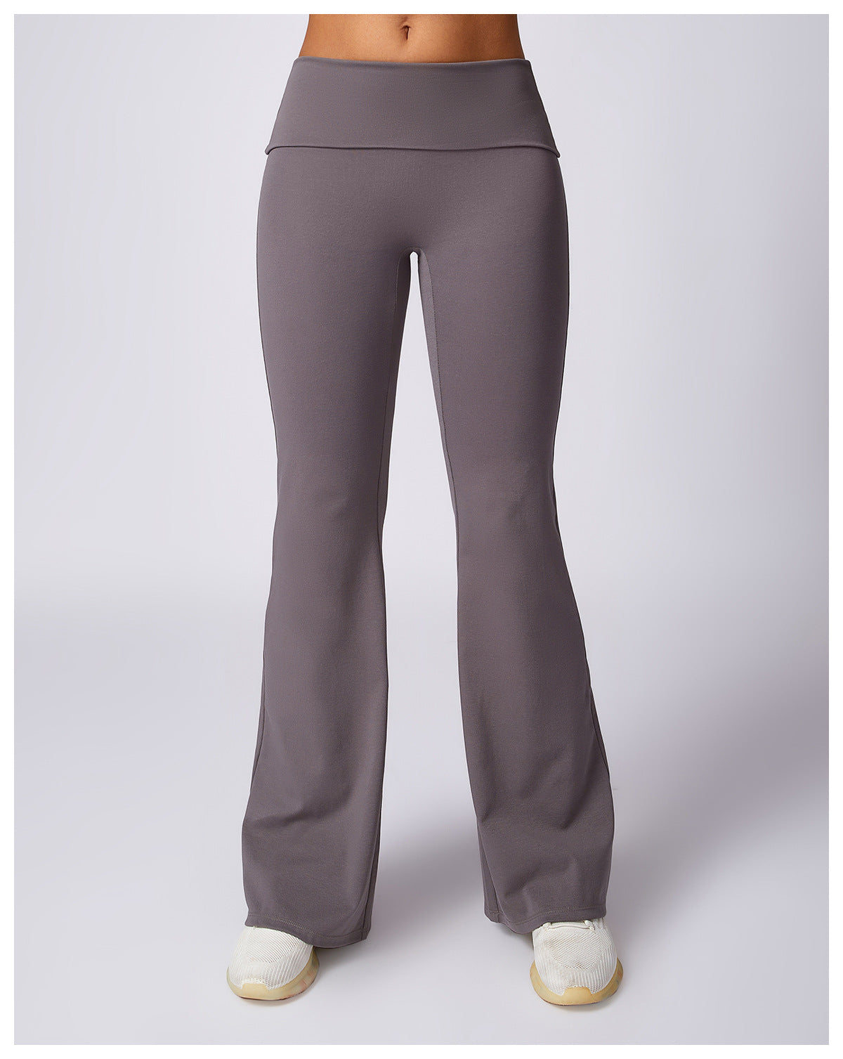 RACHEL - Ribbed Low Rise Fold Over Flared Pant