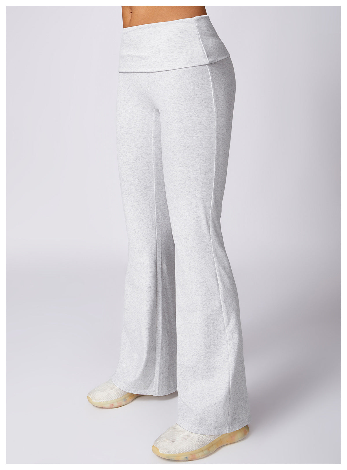 RACHEL - Ribbed Low Rise Fold Over Flared Pant