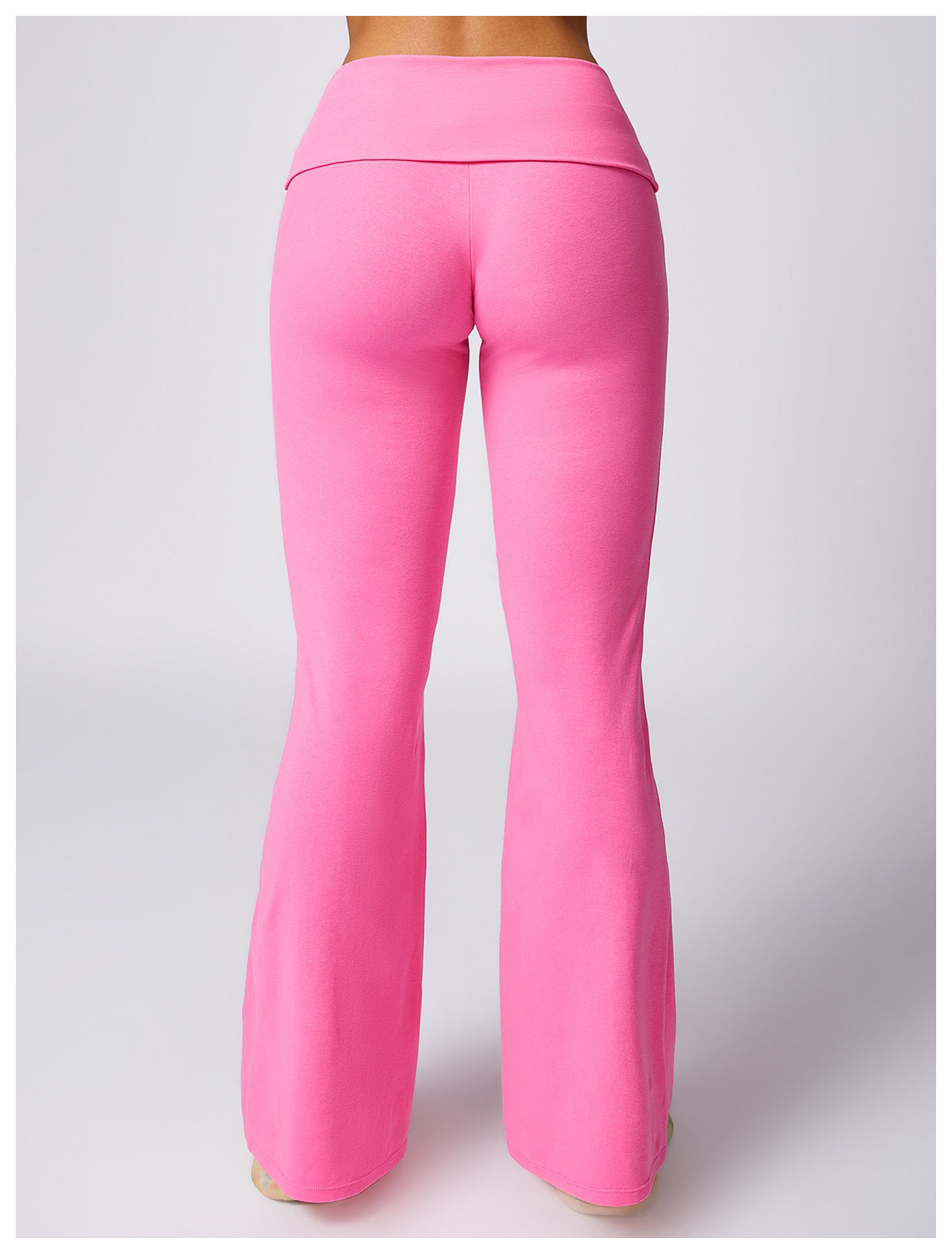 RACHEL - Ribbed Low Rise Fold Over Flared Pant