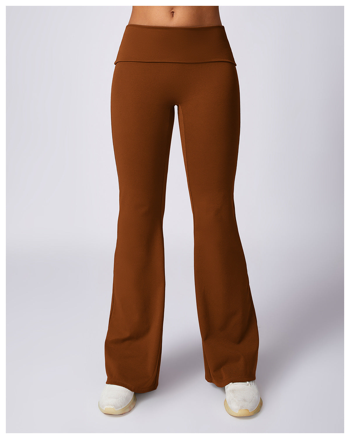 RACHEL - Ribbed Low Rise Fold Over Flared Pant