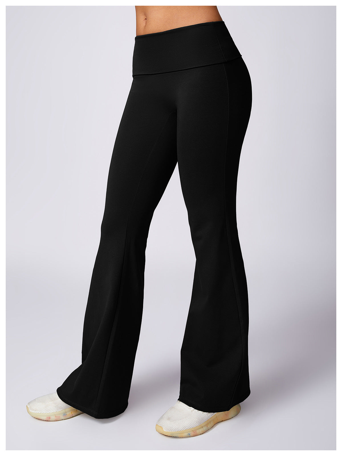 RACHEL - Ribbed Low Rise Fold Over Flared Pant