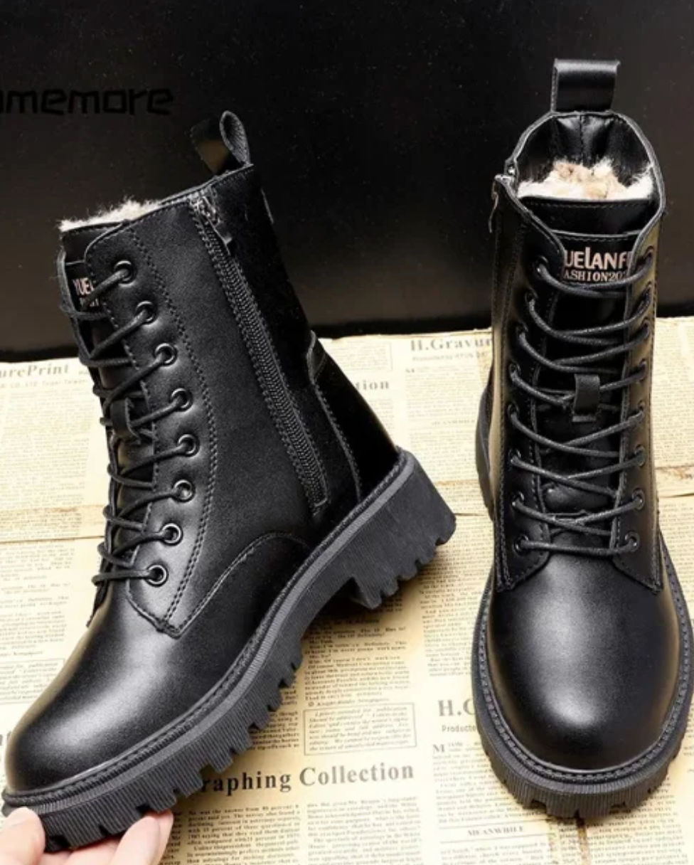 ANDREA  -  Luxury Black Leather Winter Boots