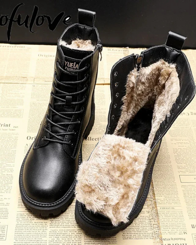 ANDREA  -  Luxury Black Leather Winter Boots