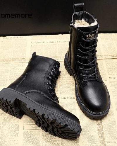 ANDREA  -  Luxury Black Leather Winter Boots