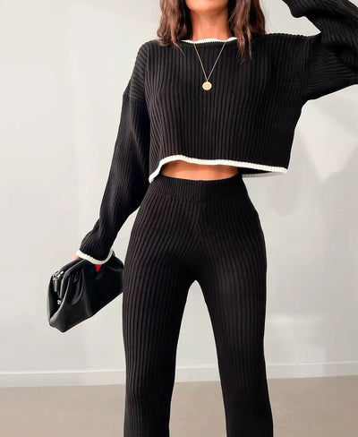 Cara | Ribbed Cropped Knitwear Set