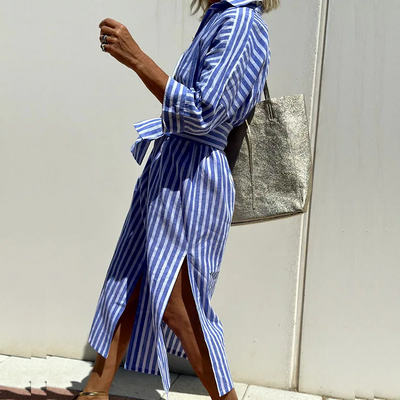 Karina | elegant striped shirt dress