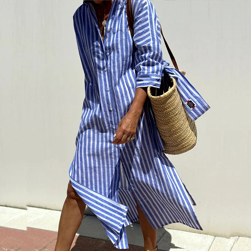 Karina | elegant striped shirt dress