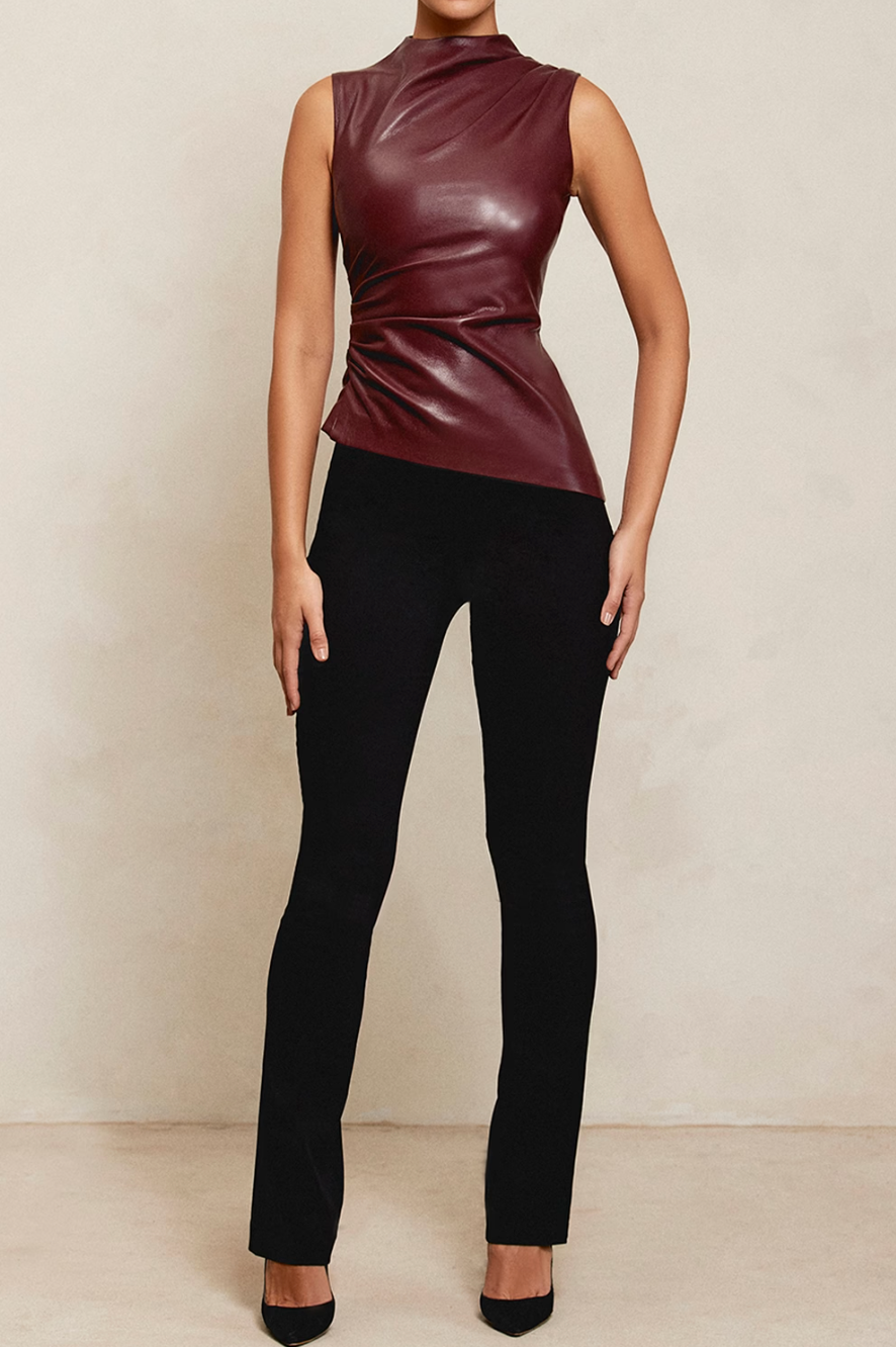 Elektra - Luxe Slim-fit Faux Leather Top