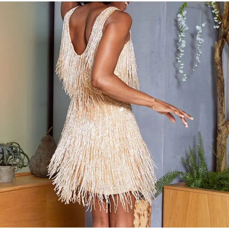 Eva - Sequin Feather Mini Dress