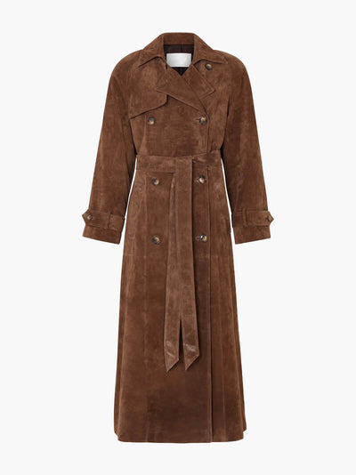 Solana - Vegan Suede Leather Trench Coat