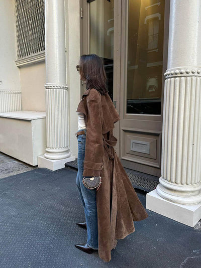 Solana - Vegan Suede Leather Trench Coat