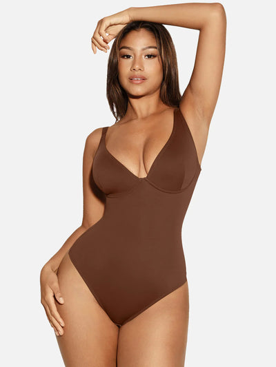 V Neck Control Thong Bodysuit