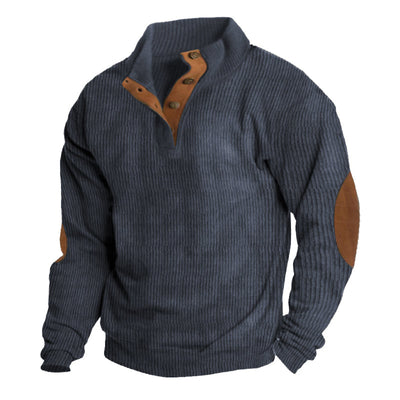 LARZO | MEN'S RIBBEB BUTTON UP SWEATER