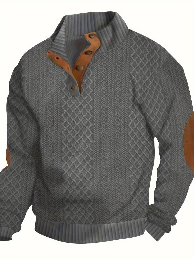 LARRY | MEN'S RIBBEB BUTTON UP SWEATER