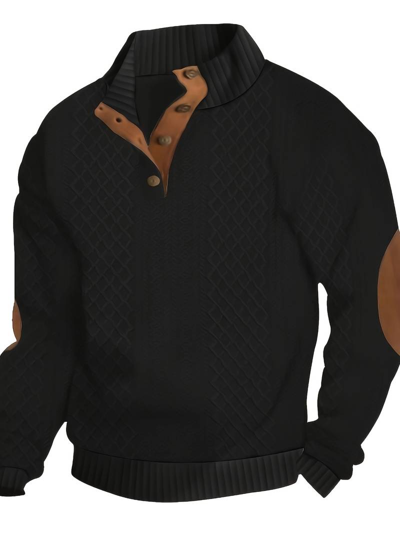 LARRY | MEN'S RIBBEB BUTTON UP SWEATER